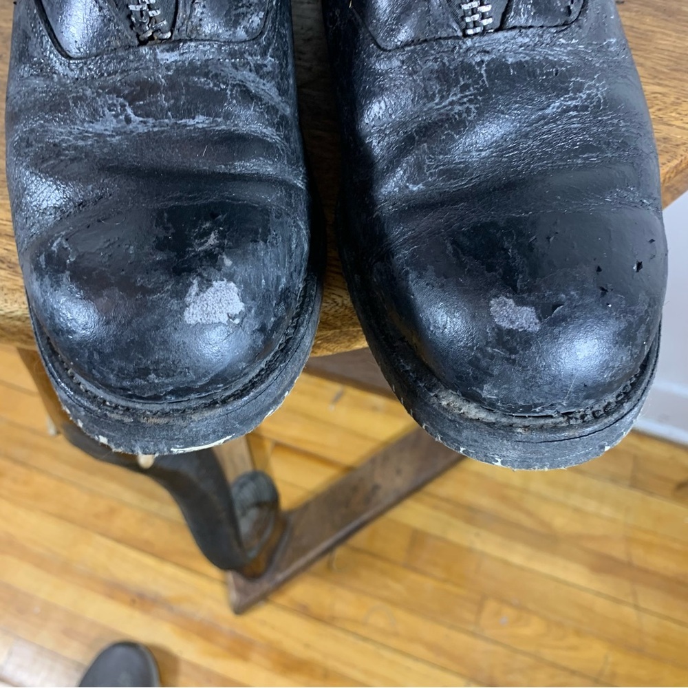 Vintage 70s hand made motorcycle , police  Steel toe leather boots - Picture 9 of 14